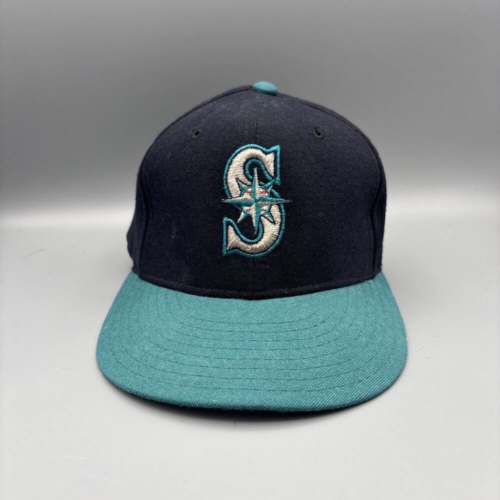 Vintage Seattle Mariners Hat Pro New Era Diamond Collection Wool 59/50 Sz 7 1/4